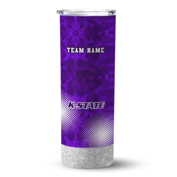 Custom Kansas State Wildcats Starburst Tiles Purple Skinny Tumbler