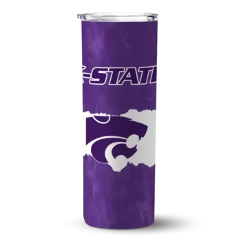 Custom Kansas State Wildcats Torn Band Purple White Skinny Tumbler