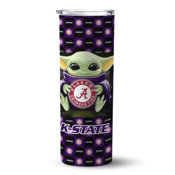 Custom Kansas State Wildcats Yoda Cozy Purple Black Skinny Tumbler