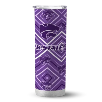 Custom Kansas State Wildcats Zipper Leopard Purple Skinny Tumbler