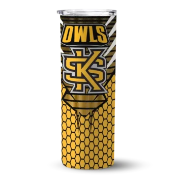 Custom Kennesaw State Owls Chevron Stripes Gold Skinny Tumbler