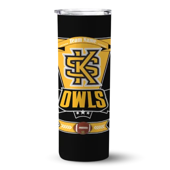 custom kennesaw state owls helmet belt gold black skinny tumbler best selling