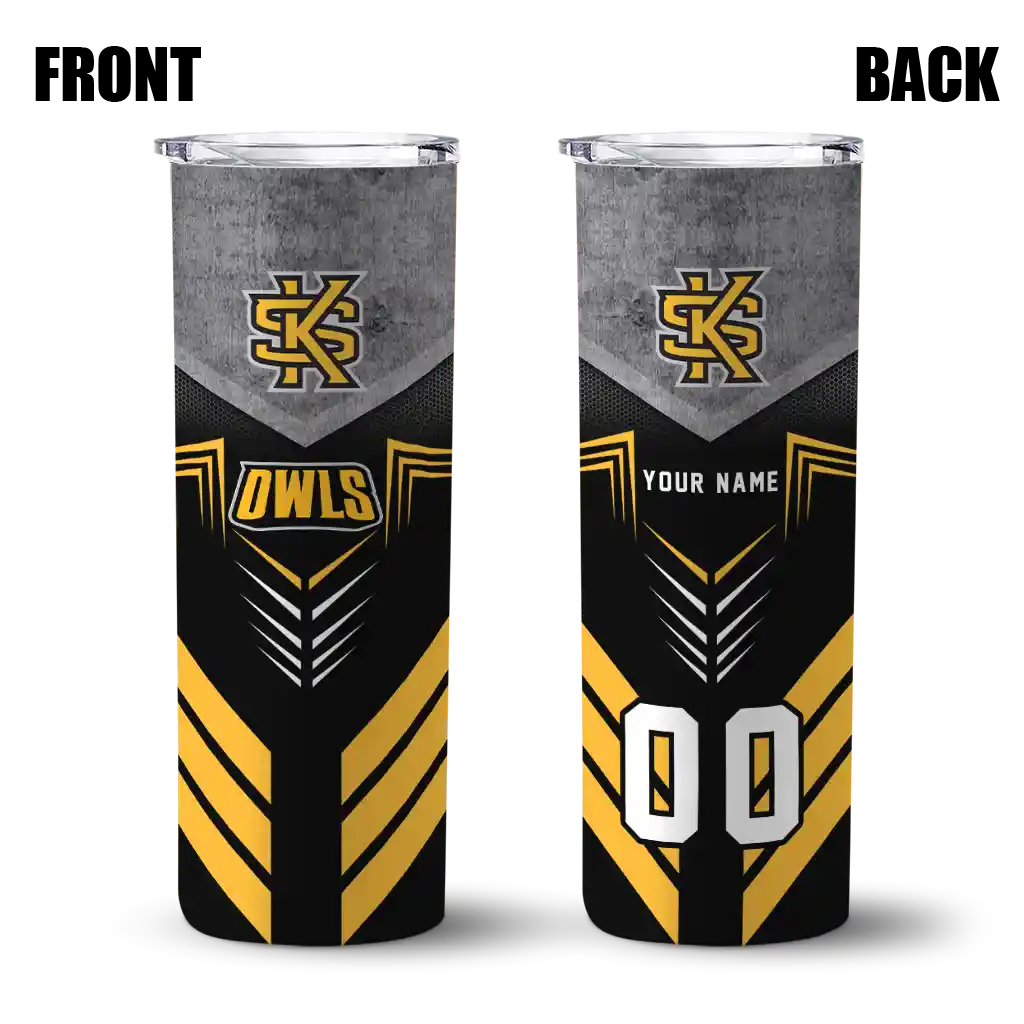 custom-kennesaw-state-owls-hexagon-honeycomb-gold-black-skinny-tumbler-fashion-forward.webp