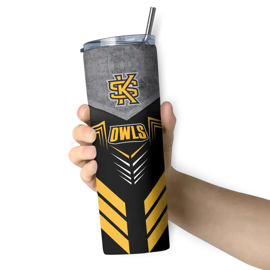 custom-kennesaw-state-owls-hexagon-honeycomb-gold-black-skinny-tumbler-premium-grade.webp