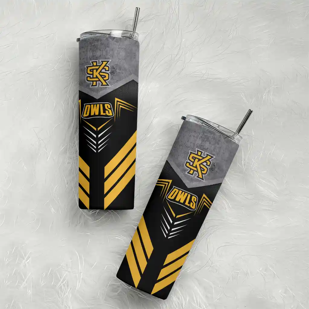 custom-kennesaw-state-owls-hexagon-honeycomb-gold-black-skinny-tumbler-top-rated.webp