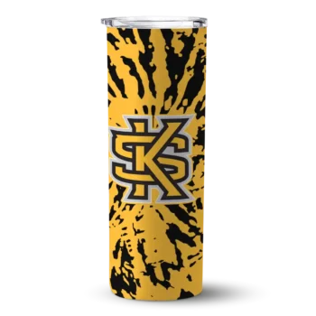 Custom Kennesaw State Owls Metallic Grid Gold Skinny Tumbler