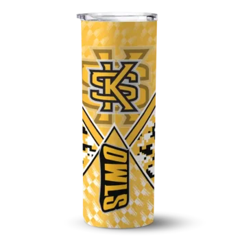 Custom Kennesaw State Owls Monogram Burst Gold White Skinny Tumbler