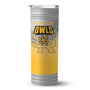 Custom Kennesaw State Owls Swirl Texture Gold Skinny Tumbler