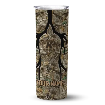 Custom Kent State Golden Flashes Antler Flow Camo Skinny Tumbler