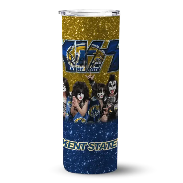 custom kent state golden flashes kiss band gold skinny tumbler best selling