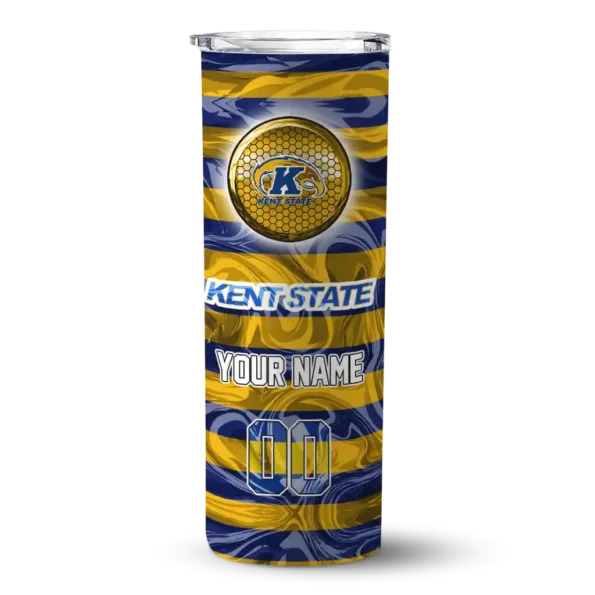 custom kent state golden flashes patterned waves navy blue skinny tumbler best selling