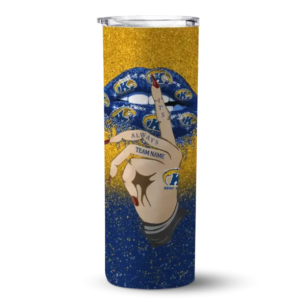 custom kent state golden flashes sparkle lips navy blue skinny tumbler best selling