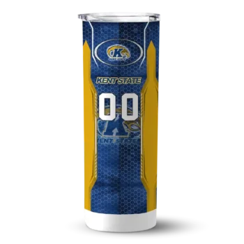 Custom Kent State Golden Flashes Stacked Diamond Navy Blue Skinny Tumbler