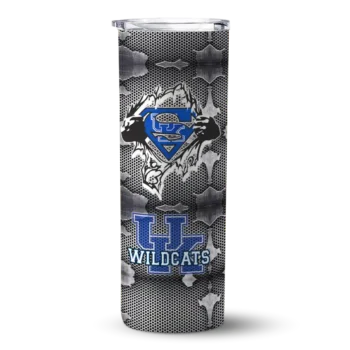 Custom Kentucky Wildcats Chevron V Blue Gray Skinny Tumbler