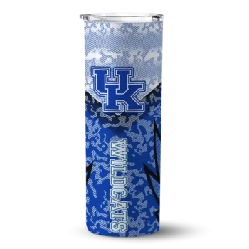 Custom Kentucky Wildcats Spiral Burst Print Blue Skinny Tumbler