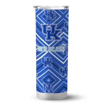Custom Kentucky Wildcats Zipper Leopard Blue Skinny Tumbler