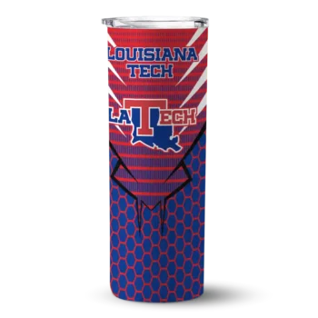 Custom LA Tech Chevron Stripes Blue Skinny Tumbler