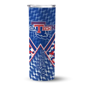 Custom LA Tech Monogram Burst Blue White Skinny Tumbler