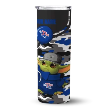 Custom LA Tech Yoda Camo Blue Black Skinny Tumbler