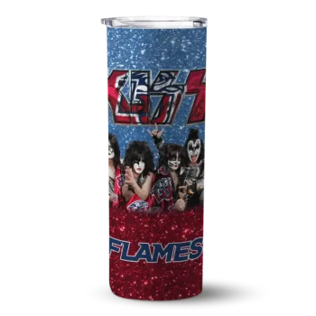Custom Liberty Flames Kiss Band Blue Skinny Tumbler