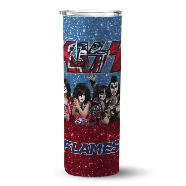 custom liberty flames kiss band blue skinny tumbler best selling