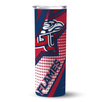Custom Liberty Flames Web Stripes Red White Skinny Tumbler