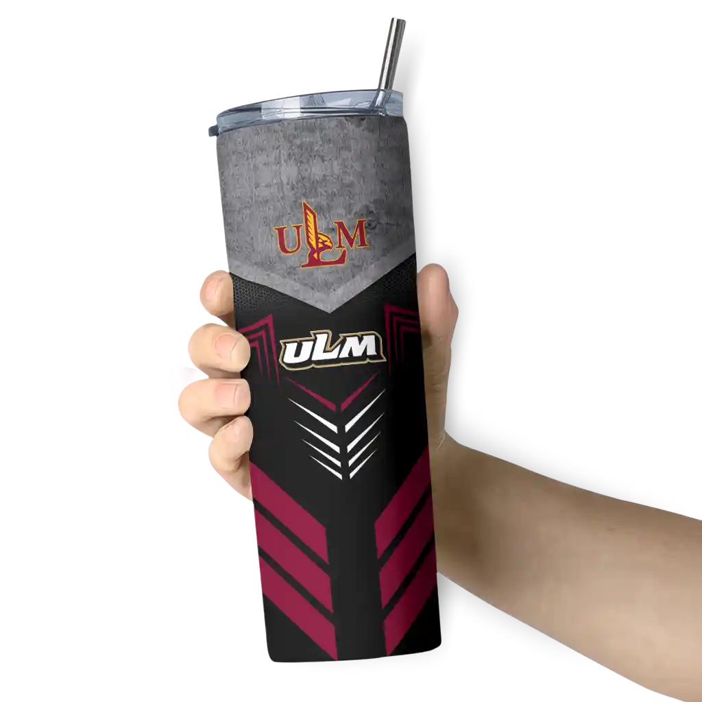 custom-louisiana-monroe-warhawks-hexagon-honeycomb-red-black-skinny-tumbler-premium-grade.webp