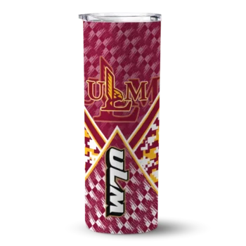 Custom Louisiana-Monroe Warhawks Monogram Burst Red White Skinny Tumbler
