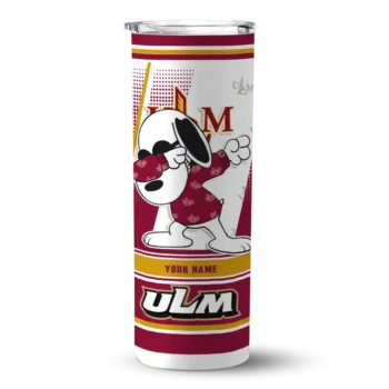 Custom Louisiana-Monroe Warhawks Snoopy Dog Red White Skinny Tumbler