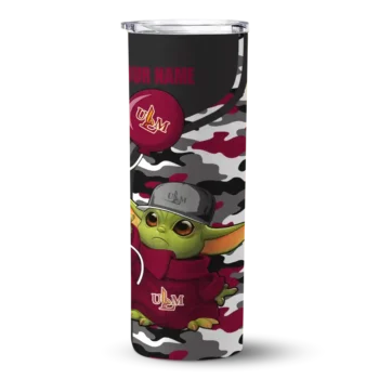 Custom Louisiana-Monroe Warhawks Yoda Camo Red Black Skinny Tumbler