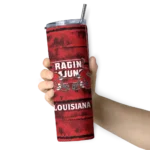 custom-louisiana-ragin-cajuns-chevron-patch-red-skinny-tumbler-best-selling.webp