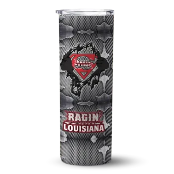 Custom Louisiana Ragin' Cajuns Chevron V Red Gray Skinny Tumbler