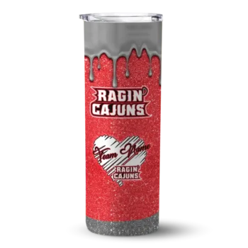Custom Louisiana Ragin' Cajuns Pixel Fade Red Skinny Tumbler