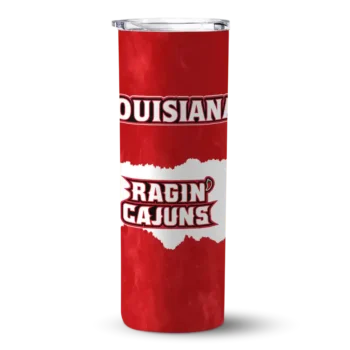Custom Louisiana Ragin' Cajuns Torn Band Red White Skinny Tumbler