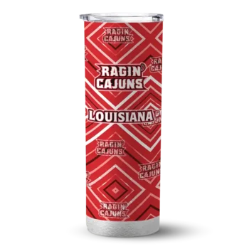 Custom Louisiana Ragin' Cajuns Zipper Leopard Red Skinny Tumbler