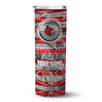 Custom Louisville Cardinals Patterned Waves Red Skinny Tumbler