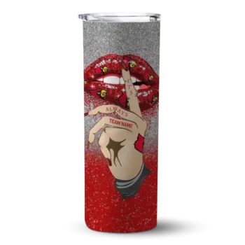 Custom Louisville Cardinals Sparkle Lips Red Skinny Tumbler