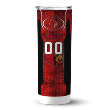 Louisville Cardinals Tumber - Custom Stacked Diamond Skinny Red