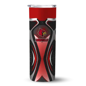 Custom Louisville Cardinals Superman Emblem Red Black Skinny Tumbler