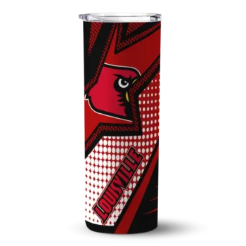Custom Louisville Cardinals Web Stripes Red White Skinny Tumbler