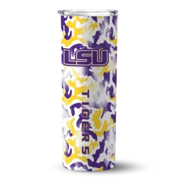 Custom LSU Tigers Claw Marks Purple White Skinny Tumbler