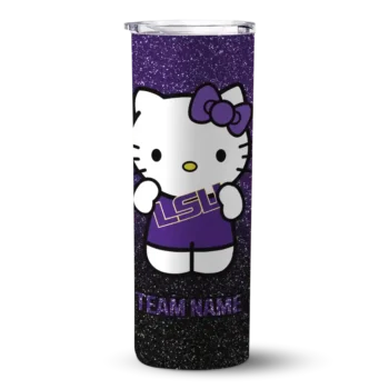 Custom LSU Tigers Hello Kitty Purple Black Skinny Tumbler