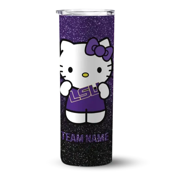custom lsu tigers hello kitty purple black skinny tumbler best selling