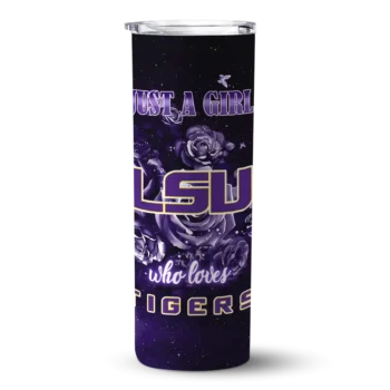 Custom LSU Tigers Rose Romance Purple Black Skinny Tumbler