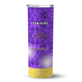 Custom LSU Tigers Starburst Tiles Purple Skinny Tumbler