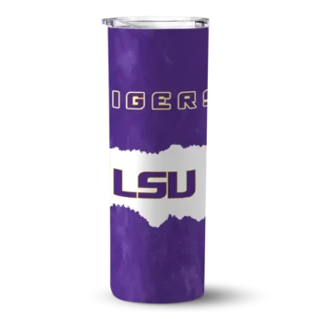 Custom LSU Tigers Torn Band Purple White Skinny Tumbler