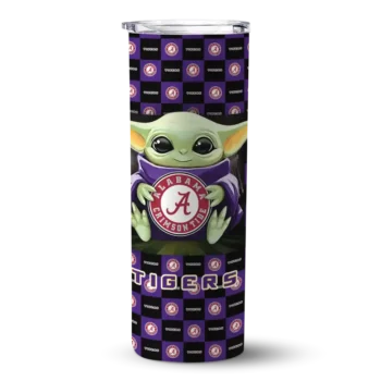 Custom LSU Tigers Yoda Cozy Purple Black Skinny Tumbler