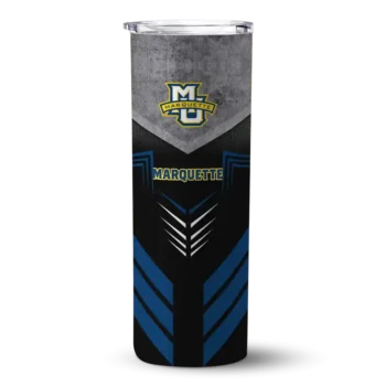 Custom Marquette Golden Eagles Hexagon Honeycomb Blue Black Skinny Tumbler
