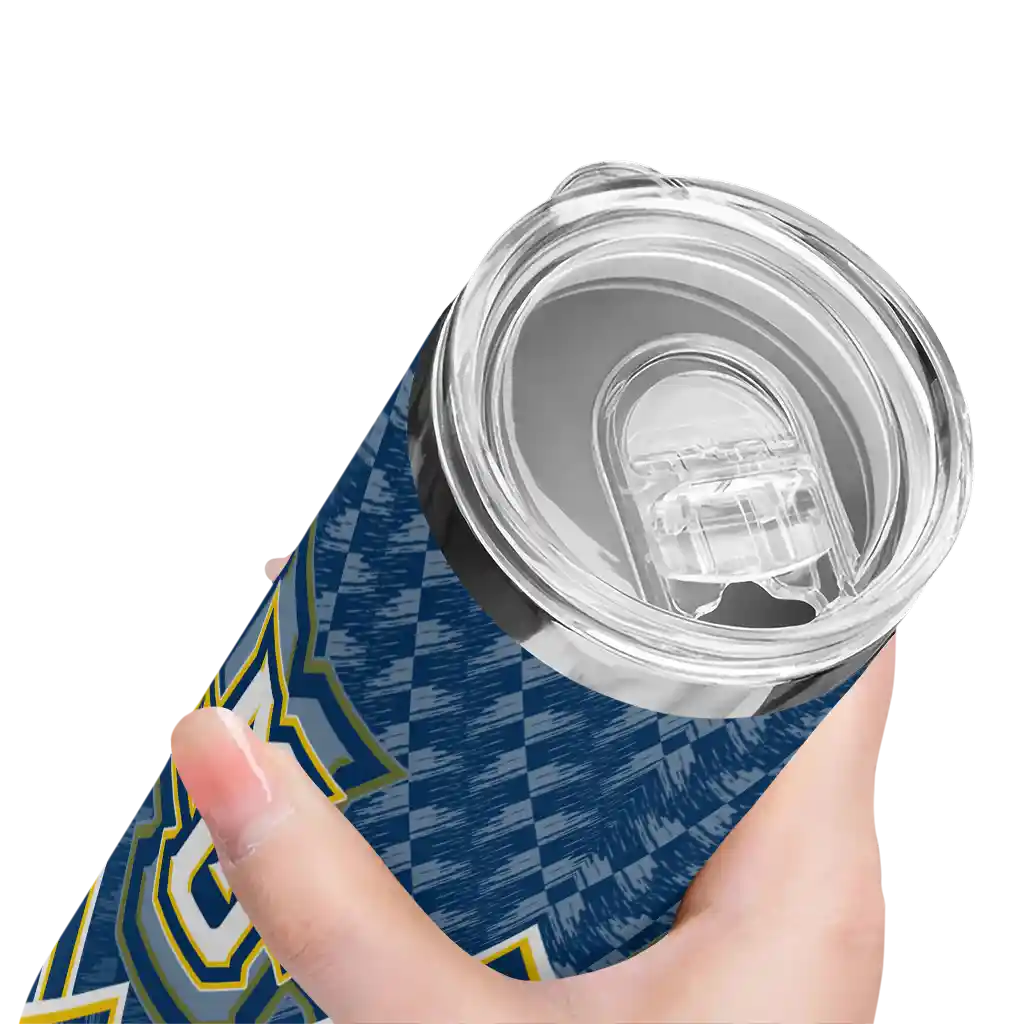custom-marquette-golden-eagles-monogram-burst-blue-white-skinny-tumbler-high-quality.webp