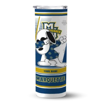 Custom Marquette Golden Eagles Snoopy Dog Blue White Skinny Tumbler